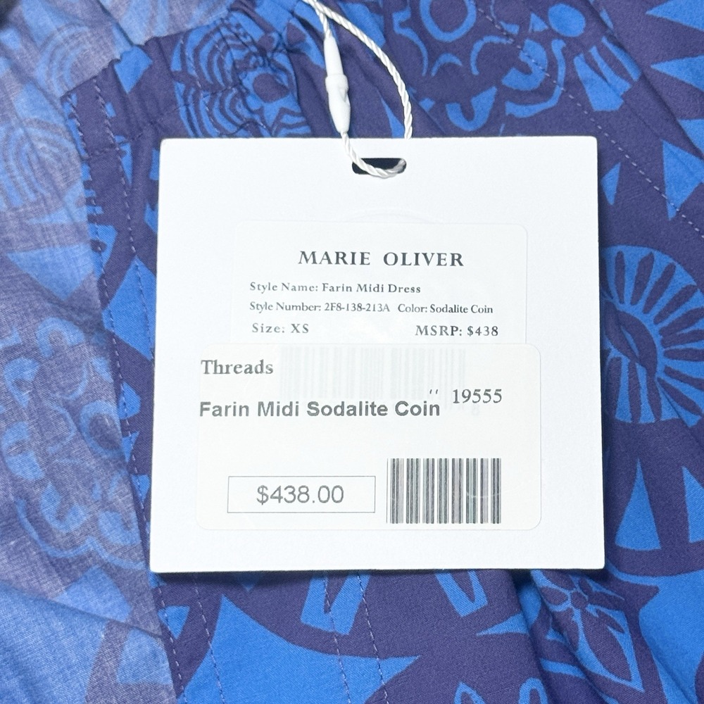 Marie Oliver Womens Farin Tiered Midi Dress XS Sodalite Coin Print Luxury $438 - Picture 9 of 13